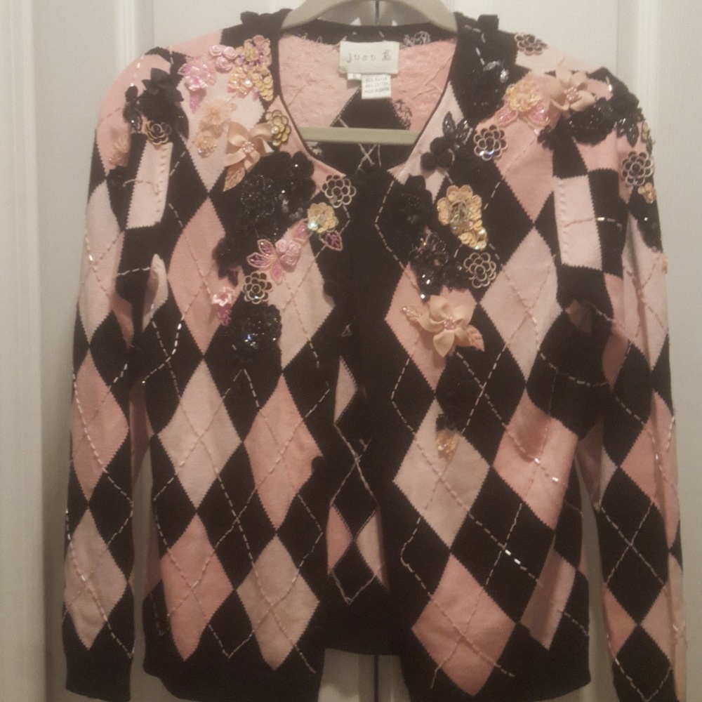 Just B Pink & black style sweater size S